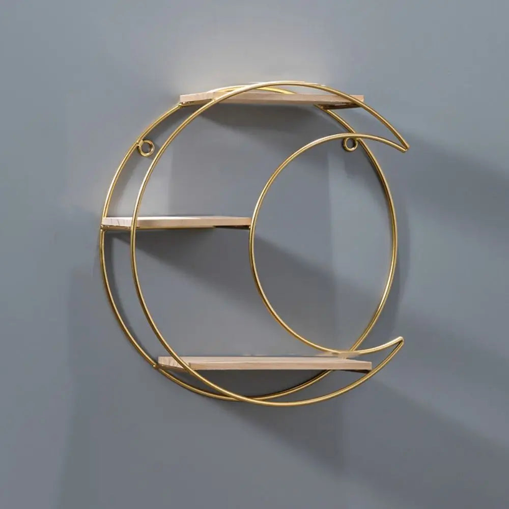 Modern Iron Decorative Wall Shelf Gold No Punching Wall Storage Rack Nordic Style Space Saving Wall Decoration Living Room