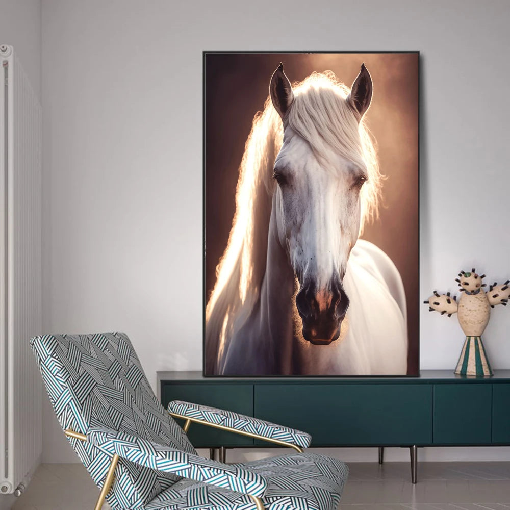 Black and White Wild Horses Canvas Paintings on the Wall Art Posters and Prints Animals Modern Art Pictures Room Decor Cuadros