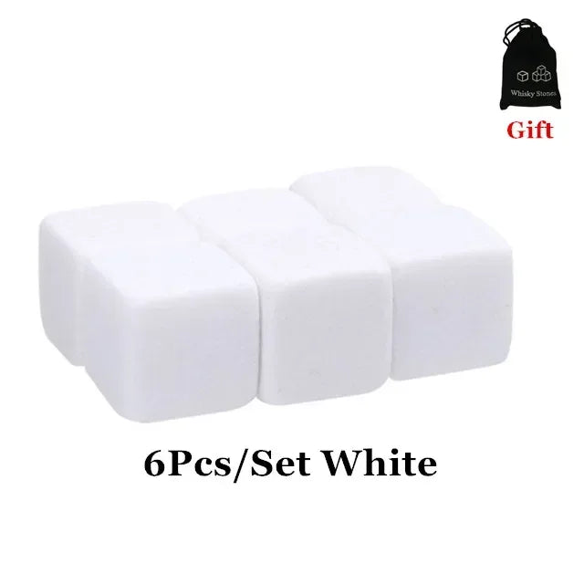 6pcs Whiskey Stones Sipping Ice Cube Cooler Reusable Whisky Ice Stone Whisky Natural Rocks Bar Wine Cooler Party Wedding Gifts