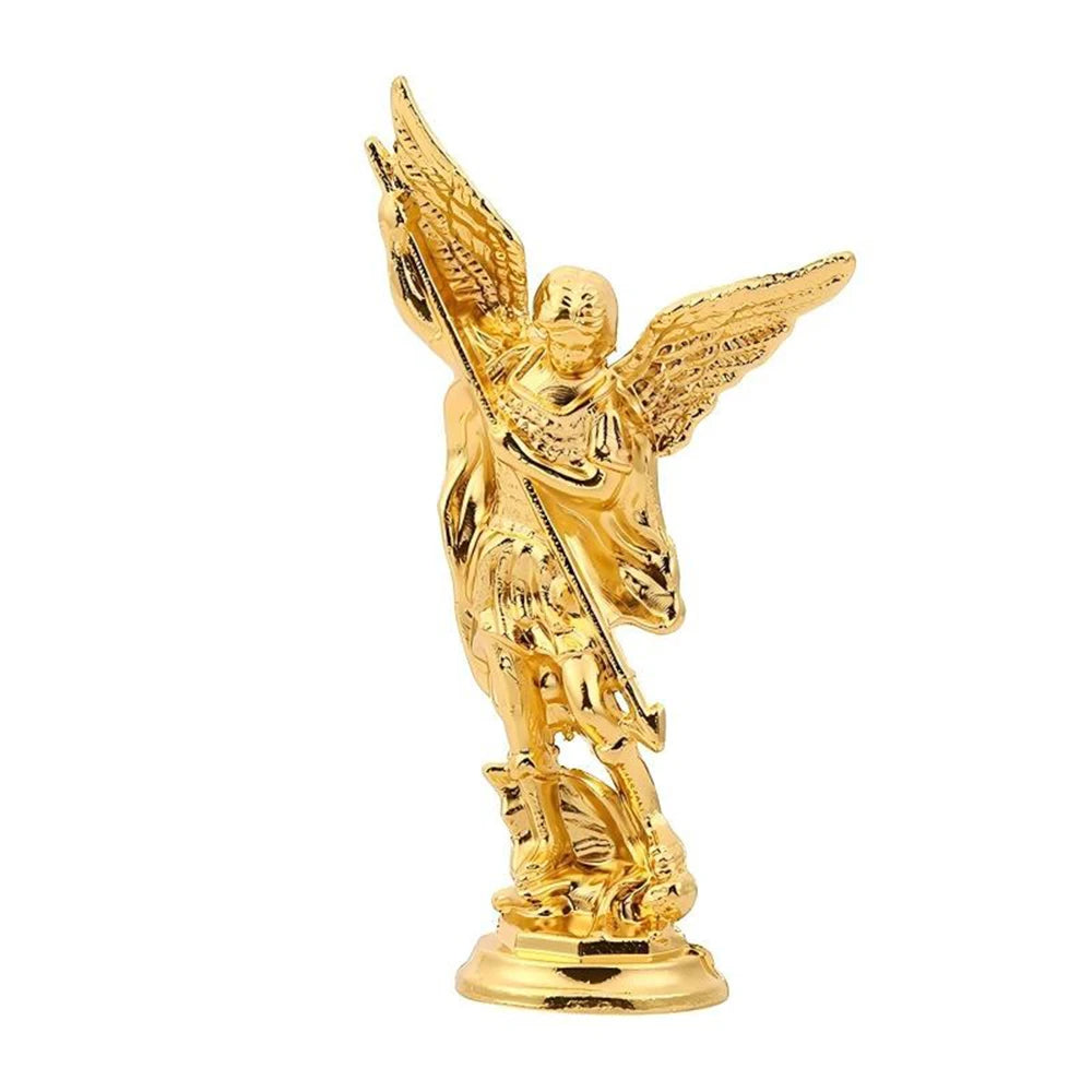 Christian Saint Michael FigurineThe Archangel Defeating Satan Guardian Statues Zinc Alloy Ctafts For Home Room Tabletop Desktop