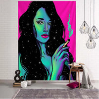 Hippie Wall Big Tapestry Wall Hanging Psychedelic Smoke Cool Girl Art Mystic Kawaii Room Decor Mandala Yoga Picnic Mat Sheet