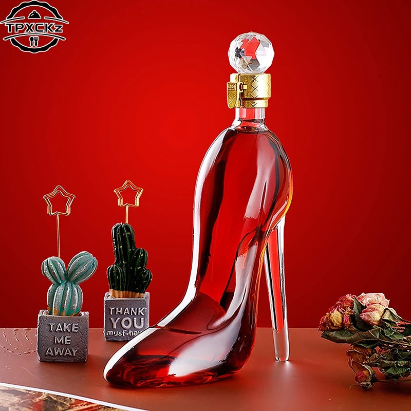 375ml 700ml High-Heels Shoes Shaped Whisky Decanter Glass Crystal Merlot Rum Vodka Wine Bottle Liquor Dispenser Bar Tools