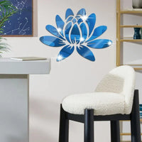 Lotus 3D Mirror Wall Sticker Home Living Room Bedroom Office Hallway Wall Decorations Acrylic Mirror Reflective Wall Sticker