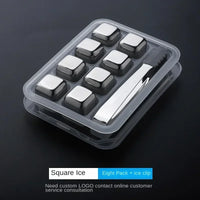 Stainless Steel Whiskey Stone Ice Cubes 4/6/8Pcs Reusable Ice Cube Set Vodka Beer Ice Stone Whiskey Cooler Bar Accessories