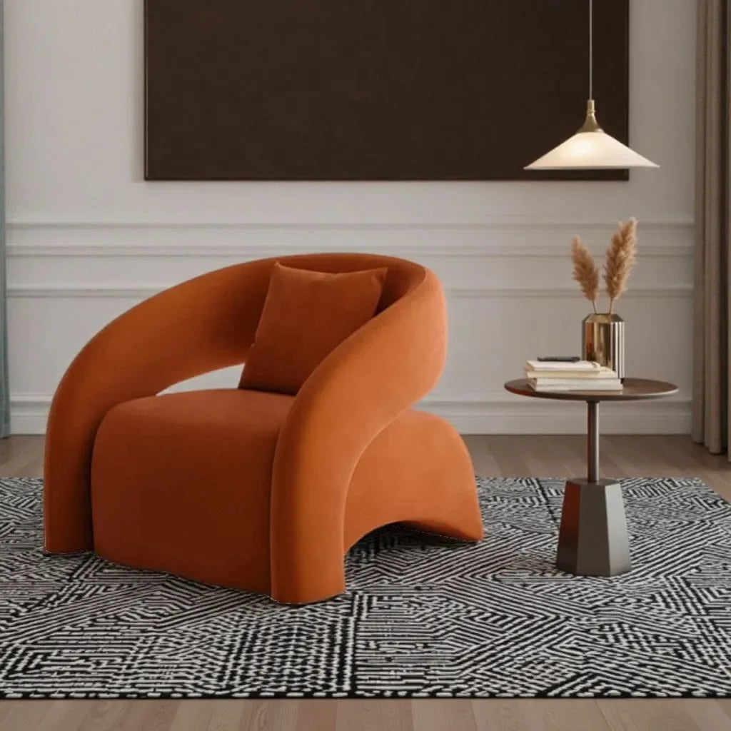 Modern European style lazy single sofa, simple style leisure chair, light luxury high-end sofa chair, frosted velvet fabric