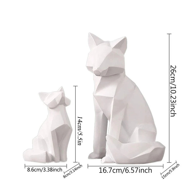 YuryFvna Simple White Modern Abstract Sculpture Fashion Geometric Fox Statue Desktop Ornaments Creative Gift