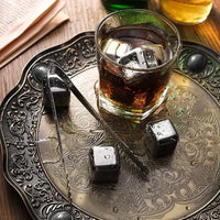 Stainless Steel Whiskey Stone Ice Cubes 4/6/8Pcs Reusable Ice Cube Set Vodka Beer Ice Stone Whiskey Cooler Bar Accessories
