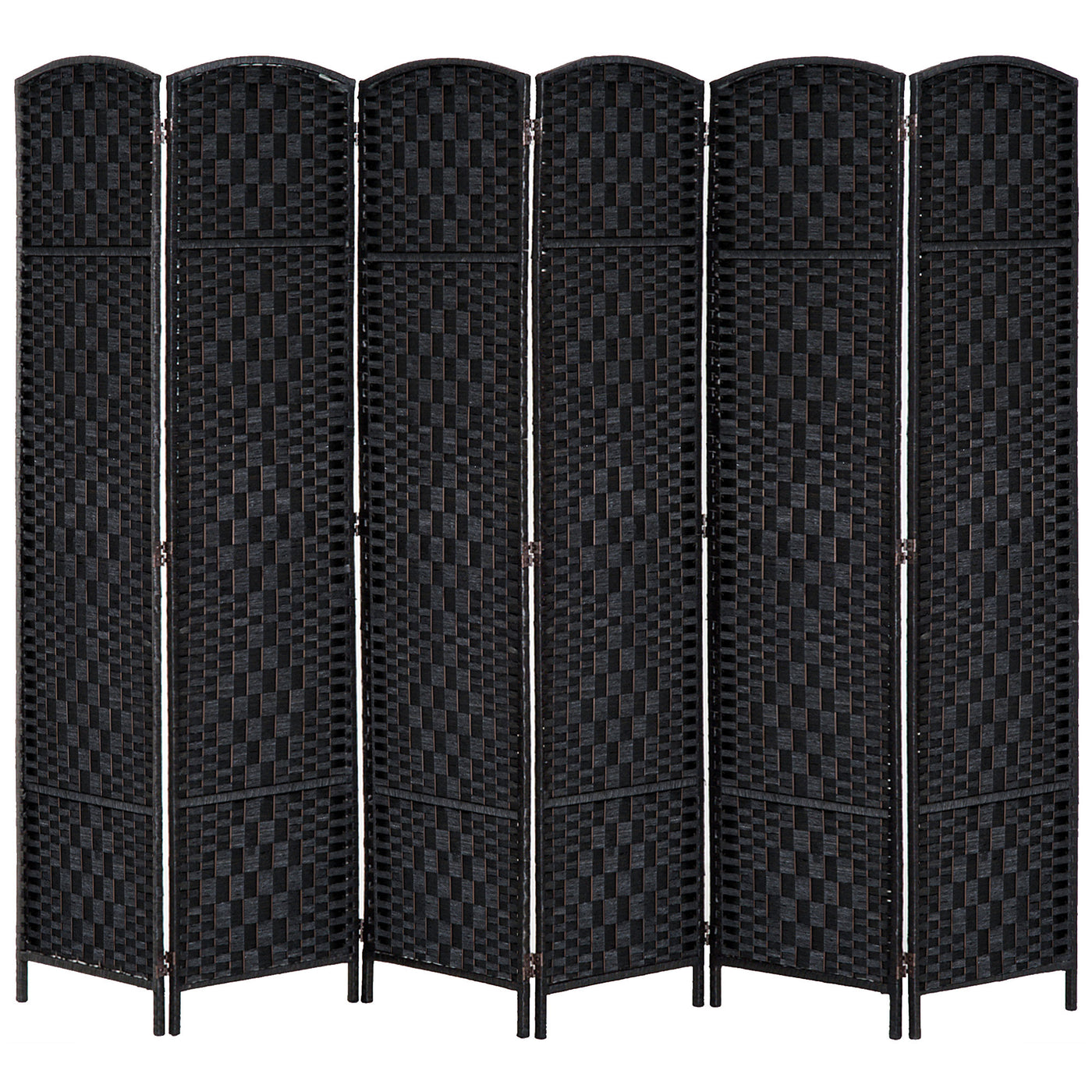 6ft Folding Room Divider, 6 Panel Wall Partition with Wooden Frame for Bedroom, Home Office, Black