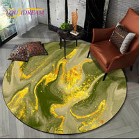 Luxurious Colour Marble Blue Green Gold Round Carpet Rug for Living Room Bedroom Sofa Decor,Kid Area Rug Non-slip Floor Mat Gift