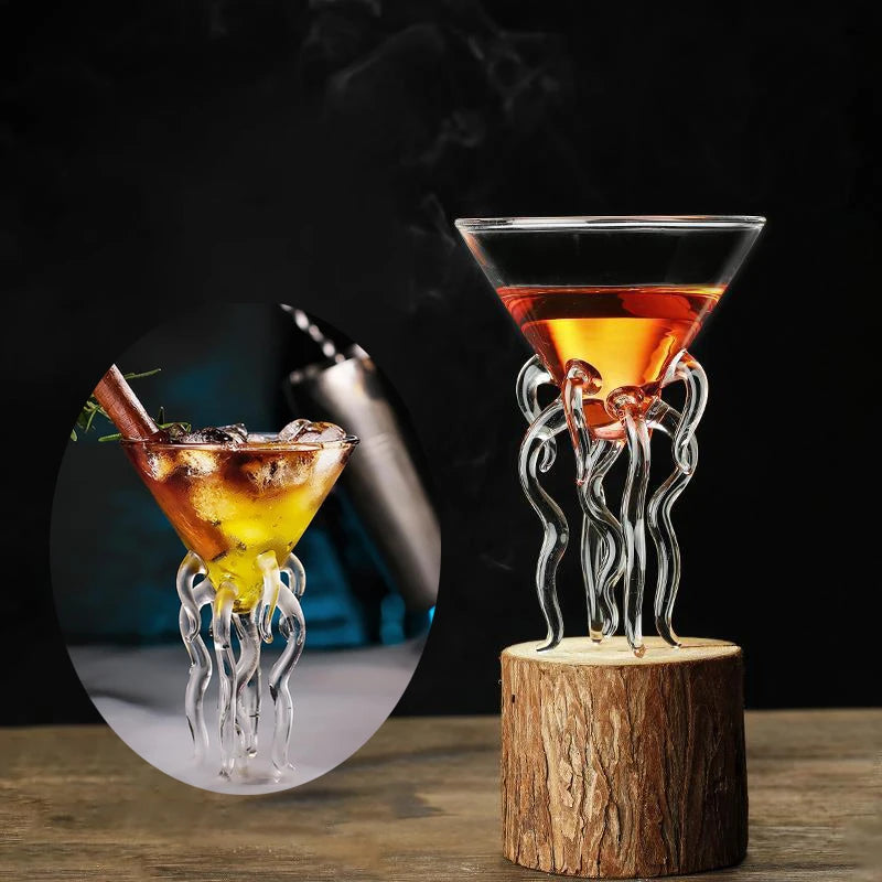 Creative Cocktail Glass Thorn Fish-Shaped Goblet Glass Bar KTV Nightclub Party Drinking Cup Octopus Bird-Shaped Wine Juice Cup