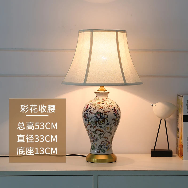 Ceramic Table Lamp Retro Painted Decoration