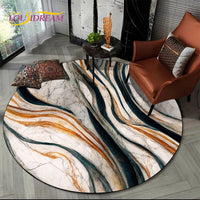 Luxurious Colour Marble Blue Green Gold Round Carpet Rug for Living Room Bedroom Sofa Decor,Kid Area Rug Non-slip Floor Mat Gift