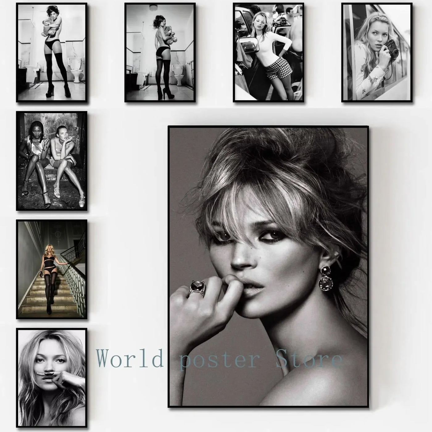 Scandinavian Simple Wall Art Sexy Supermodel Kate Moss HD Canvas Poster Print for Home Bedroom Living Room Decoration Gifts