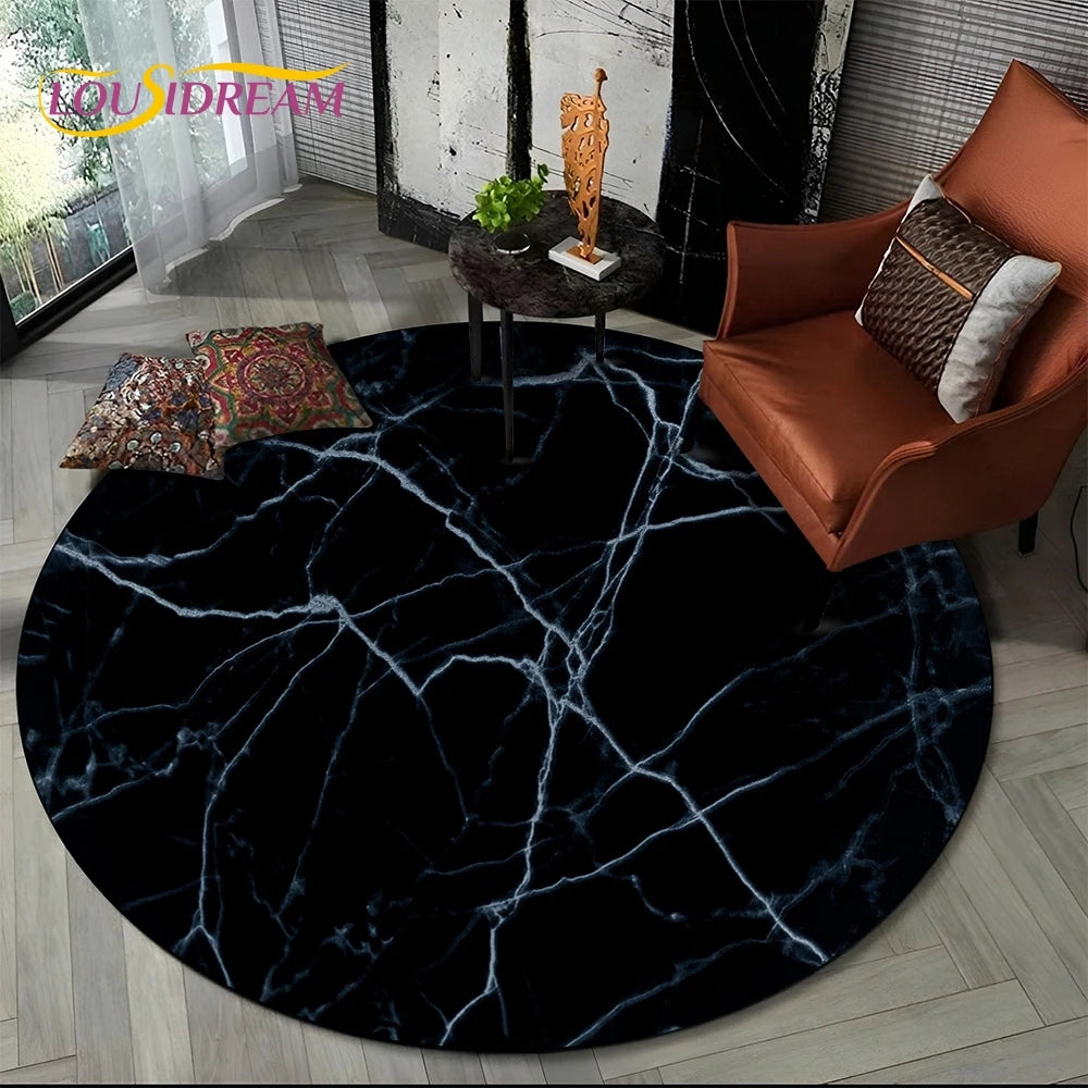 Luxurious Colour Marble Blue Green Gold Round Carpet Rug for Living Room Bedroom Sofa Decor,Kid Area Rug Non-slip Floor Mat Gift