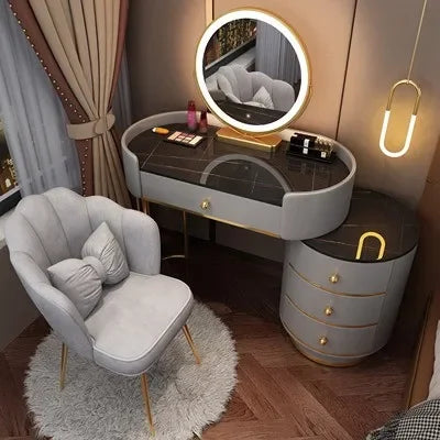 Pink White Vanity Table Women Luxury Nail European Big Stool Study Dressing Table Organizer Mesa De Maquillaje Home Furniture