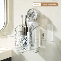 Bathroom Shelf Wall Mounted Non Perforated Suction Cup Storage Basket With Glacier Pattern For Home Storage Products
