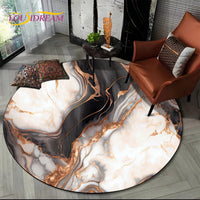 Luxurious Colour Marble Blue Green Gold Round Carpet Rug for Living Room Bedroom Sofa Decor,Kid Area Rug Non-slip Floor Mat Gift