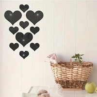 1Set 3D Love Hearts Mirror Wall Sticker Decal Wall Art Removable Wedding Decoration Kids Room Decoration Toilet Table Stickers
