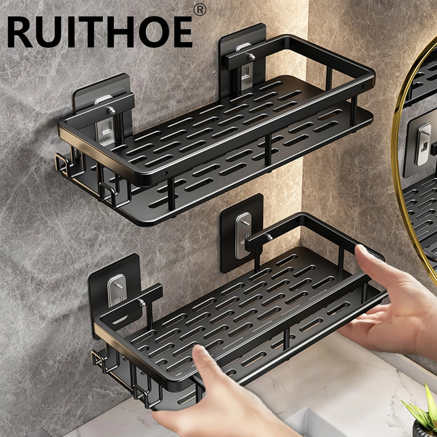 Bathroom Storage Rack Stainless Steel Anti Rust Storage Shower Rack Suction Cup Storage Rack Household Storage Appliances