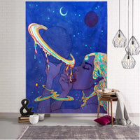 Hippie Wall Big Tapestry Wall Hanging Psychedelic Smoke Cool Girl Art Mystic Kawaii Room Decor Mandala Yoga Picnic Mat Sheet
