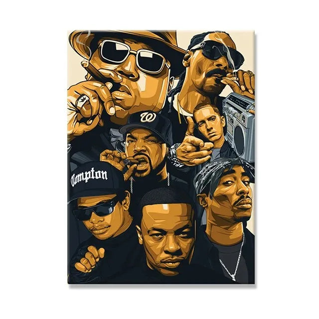 West Coast Rappers Canvas Print Pictures Notorious BIG Biggie Tupac Posters Famous Hip Hop Singer Wall Art Mural Home Decor
