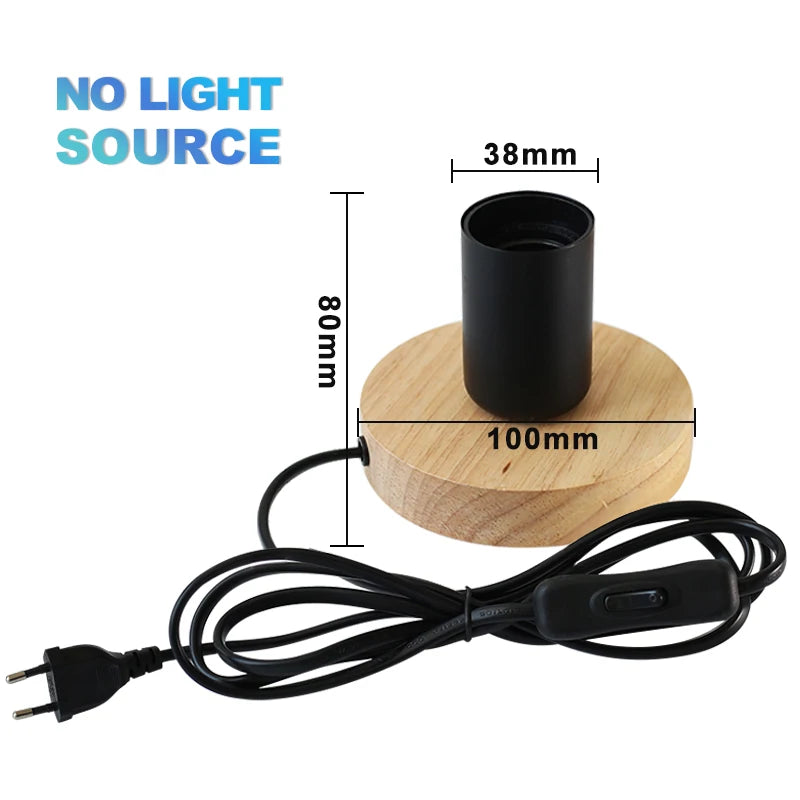 Vintage Lamp Holder E27 Socket 85-265V Lampholder LED Lamp Retro Wood Base Napkin Table Desk Lamp Edison Bulb Light Fixture