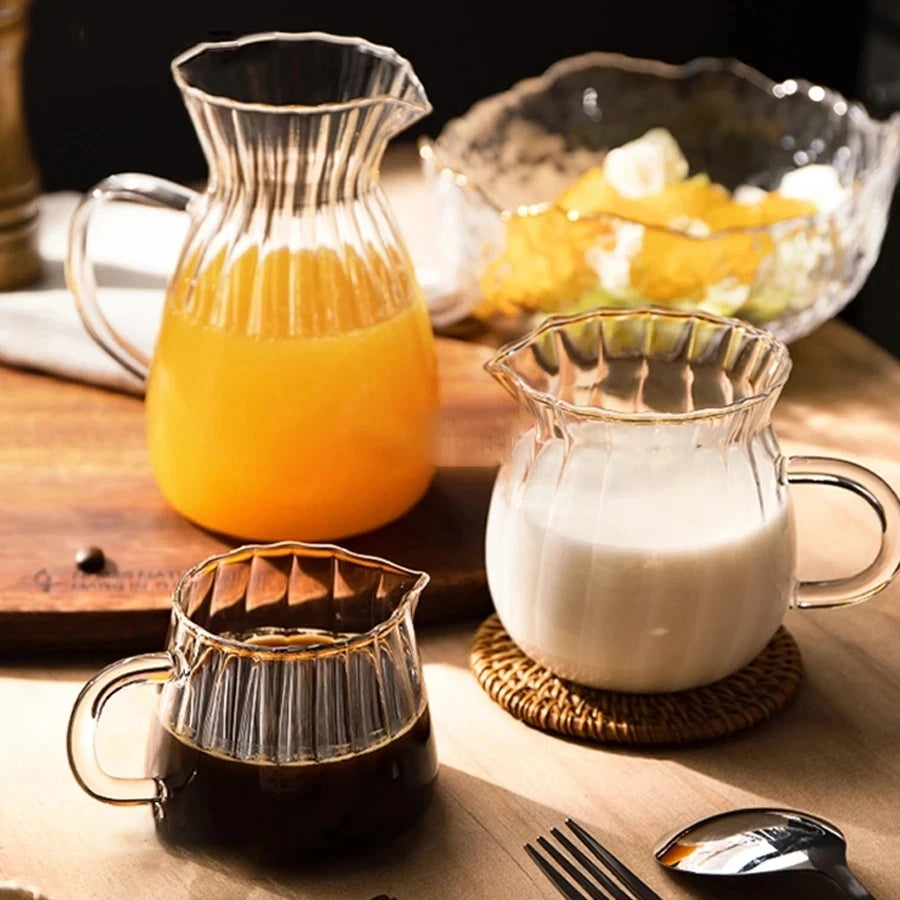 Glass Tea Pitcher Transparent Handle Milk Coffee Cup Heat-Resisting High Borosilicate Glass Coffee Pot  Espresso Measuring Cup