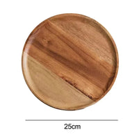 JUSTINLAU 15/20/25cm Wooden Round Serving Platter Tray Retro Pizza Salad Plate Fruit Dessert Tray Bread Container Snacks Dish