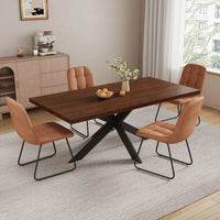 6-Piece Extendable Dining Table Set, Modern 51''–67'' Grey Wood Table with 6 Black Fabric Chairs, Dining Room Table, Customized