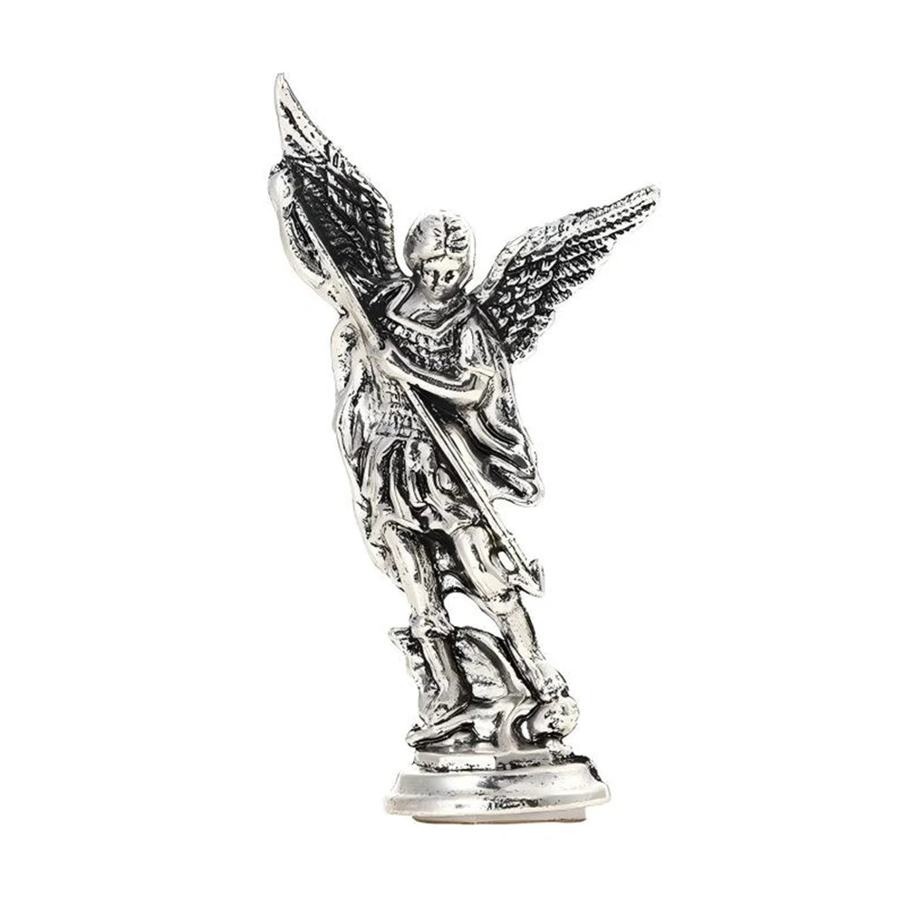 Christian Saint Michael FigurineThe Archangel Defeating Satan Guardian Statues Zinc Alloy Ctafts For Home Room Tabletop Desktop