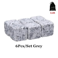6pcs Whiskey Stones Sipping Ice Cube Cooler Reusable Whisky Ice Stone Whisky Natural Rocks Bar Wine Cooler Party Wedding Gifts