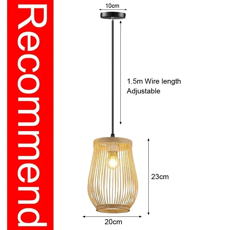 Bamboo Hanging Lamp Pendant Ceiling Light Rattan Wicker Lustre Hand Knit Braiding Suspended Home Dining люстра потол