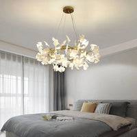 Nordic Ceramic LED Chandeliers Can Be Used For Living Rooms, Dining Rooms, Modern Ginkgo Leaf Lamp, And Room Decoration Lights