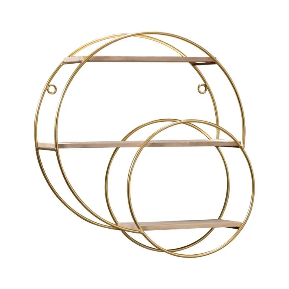 Modern Iron Decorative Wall Shelf Gold No Punching Wall Storage Rack Nordic Style Space Saving Wall Decoration Living Room