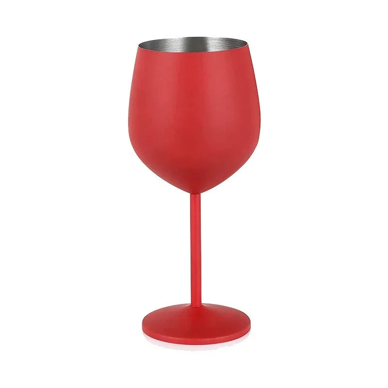 500ML Stainless Steel Goblet Red Wine Cocktail Glass Unbreakable Metal Tall Champagne Glass Bar KTV European Style Goblet Glass