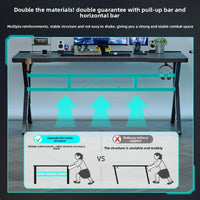Gaming Desk Two-Stage Split Plate Desktop Home Mountable Monitor Stand Carbon Fiber Textured Solid Wood Computer Desk