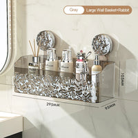 Bathroom Shelf Wall Mounted Non Perforated Suction Cup Storage Basket With Glacier Pattern For Home Storage Products