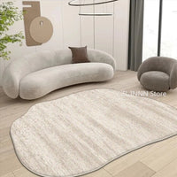 Cream Color Irregular Oval Carpets for Living Room Children Bedroom Rug Ins Soft Fluffy Bedside Rugs Short Plush Large Area Mats