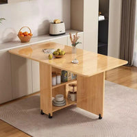 Solid wood folding dining table small household dining table multifunctional rectangular movable folding table