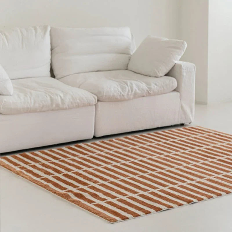 Modern Fashion Minimalist Carpets for Living Room Fluffy Soft Plush Floor Mat Ins Style Bedroom Decor Plaid Rug Ковер Tapis 러그