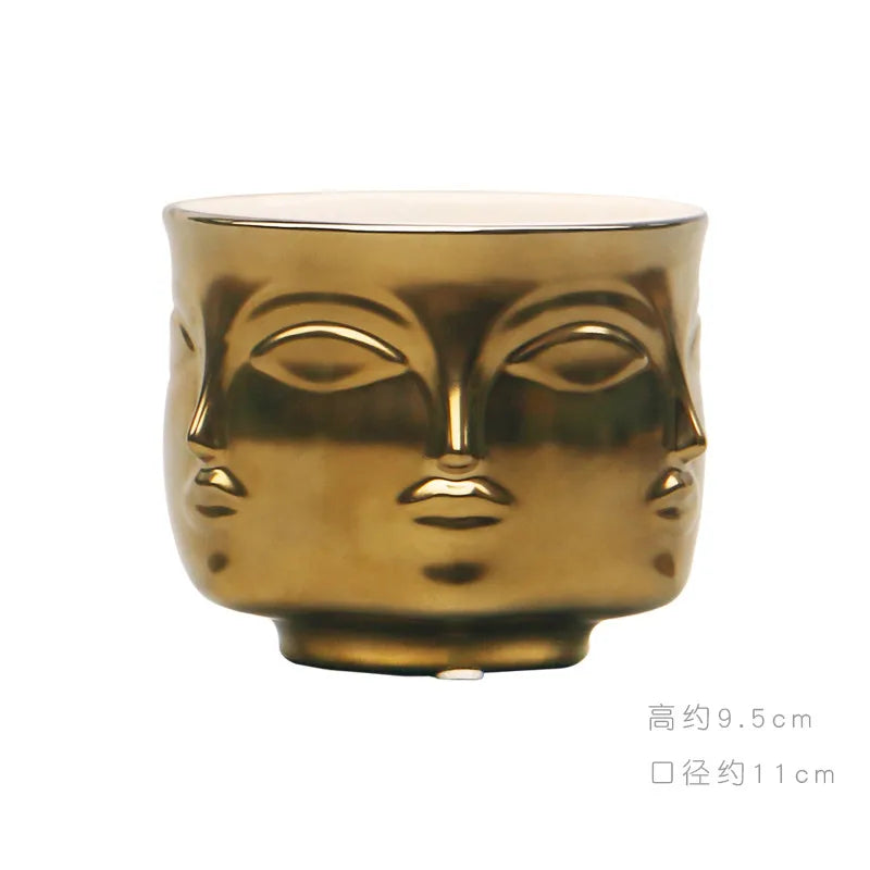 Creative Face Ceramic Vase Flowers, Artificial Flowers, Decorative White Vase  Nordic Decoration Home