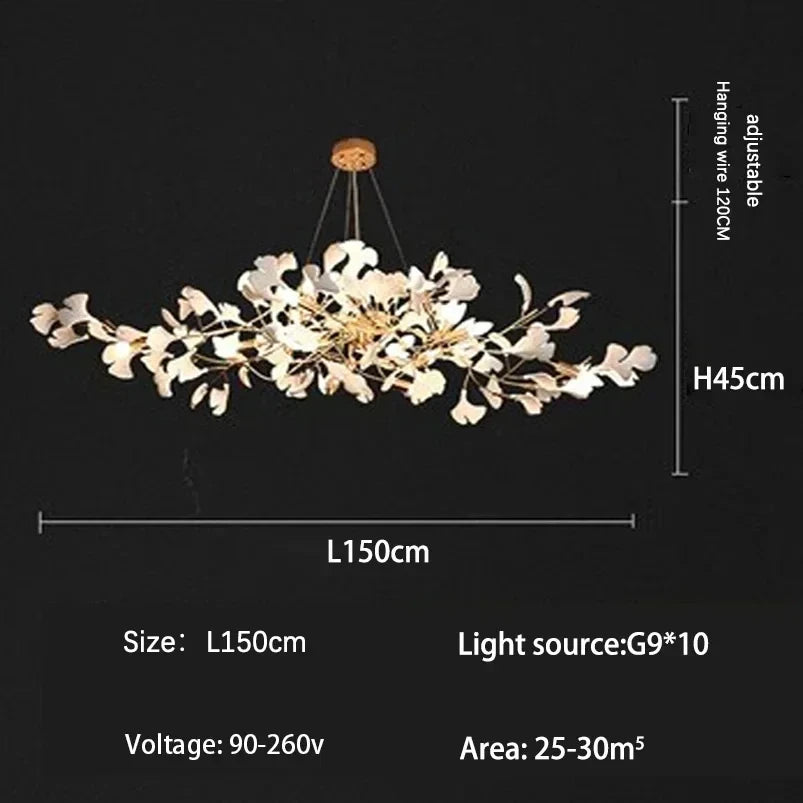 Nordic Ceramic LED Chandeliers Can Be Used For Living Rooms, Dining Rooms, Modern Ginkgo Leaf Lamp, And Room Decoration Lights