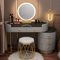 Pink White Vanity Table Women Luxury Nail European Big Stool Study Dressing Table Organizer Mesa De Maquillaje Home Furniture
