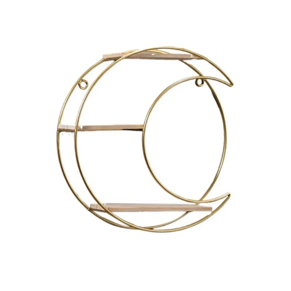 Modern Iron Decorative Wall Shelf Gold No Punching Wall Storage Rack Nordic Style Space Saving Wall Decoration Living Room