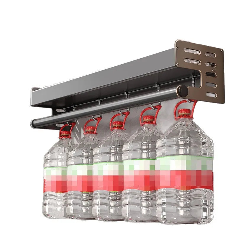Gunmetal Kitchen Storage Rack - Space Aluminum No-Drill Wall Mounted Multi-Functional Organizer for Spices and Knives