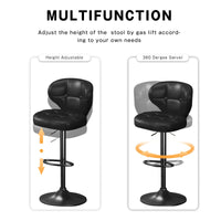 Bar Stools Set of 4, Adjustable Swivel Counter Height Chairs with Backrest and Footrest, Faux Leather Bar Chairs for Kitchen