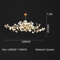 Nordic Ceramic LED Chandeliers Can Be Used For Living Rooms, Dining Rooms, Modern Ginkgo Leaf Lamp, And Room Decoration Lights