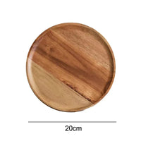 JUSTINLAU 15/20/25cm Wooden Round Serving Platter Tray Retro Pizza Salad Plate Fruit Dessert Tray Bread Container Snacks Dish