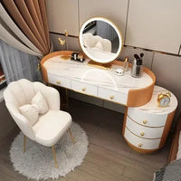 Pink White Vanity Table Women Luxury Nail European Big Stool Study Dressing Table Organizer Mesa De Maquillaje Home Furniture