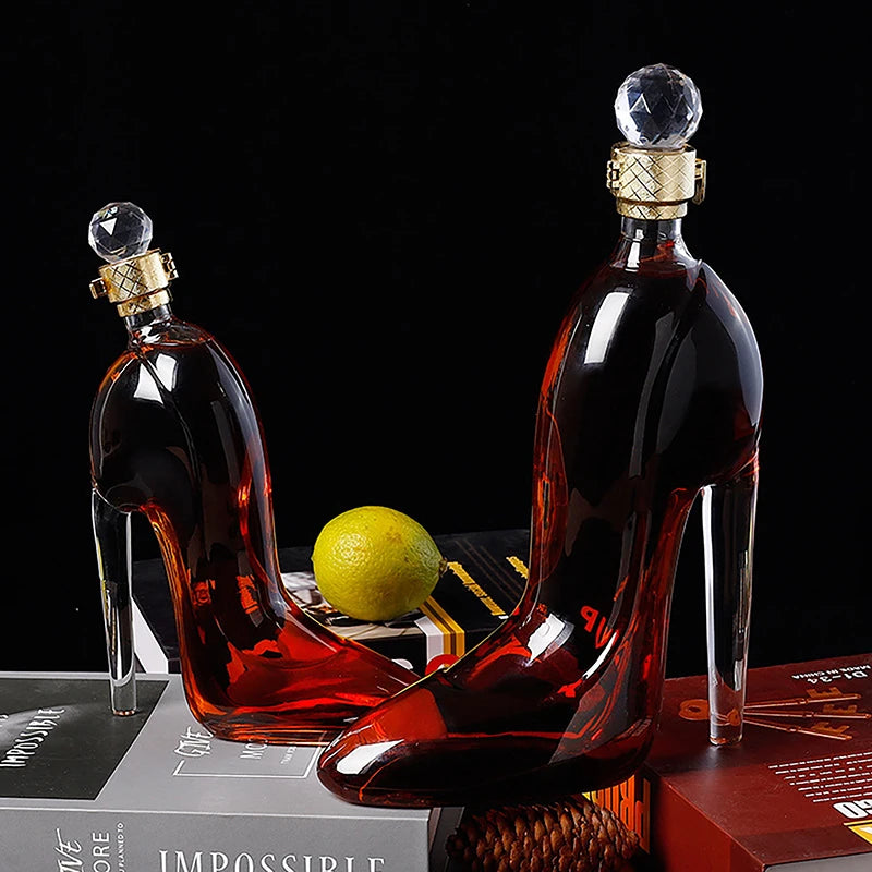 375ml 700ml High-Heels Shoes Shaped Whisky Decanter Glass Crystal Merlot Rum Vodka Wine Bottle Liquor Dispenser Bar Tools